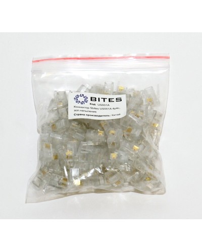 US010A (100шт). Телефонный разъем 4P4C (RJ-11). 5bites в Набережных Челнах