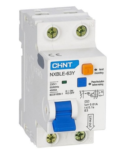 NXBLE-63Y (R) 1п+N C 6А 30мА электронный тип AC 4.5кА CHINT (105540). Автоматический выключатель дифференциального тока. CHINT в Набережных Челнах