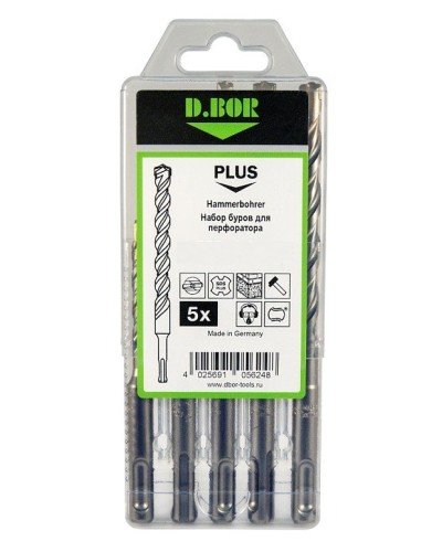 Набор буров SDS-plus V PLUS 5шт, 2-cutting (242030): Набор буров SDS-plus (6х110 мм; 6,8,10,12х160 мм) в Набережных Челнах