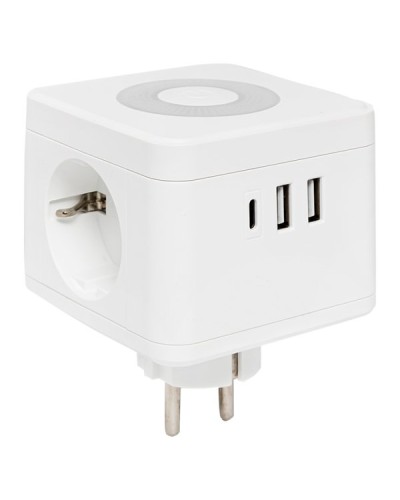Тройник Куб 2 гнезда 2USB 2,4А+Type C + Ночник. Тройник Куб. EKF в Набережных Челнах