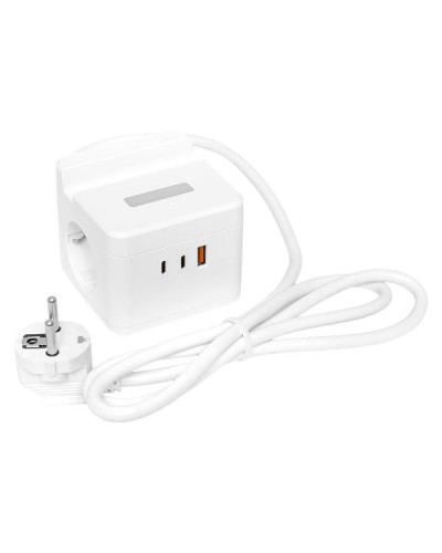 Удлинитель Куб 2 гнезда USB + 2Type C с быстрой зарядкой, подставкой под телефон и ночником 1,3 метра 1мм2. Удлинитель Куб. EKF в Набережных Челнах