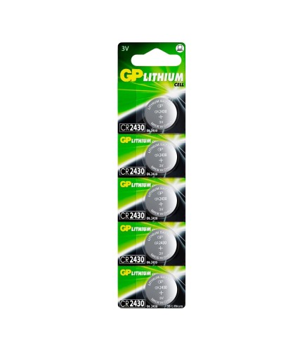GP Lithium CR2430 (GP CR2430-2C5 100/1000), упак. 5 шт. БЛИСТЕР. Литиевые дисковые батарейки. GP Batteries в Набережных Челнах