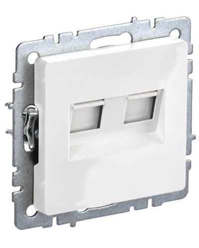 Розетка RJ11+RJ45 РК/Т12-БрБ белая BRITE (BR-KT20-O-1-K01). Розетка двойная. IEK в Набережных Челнах