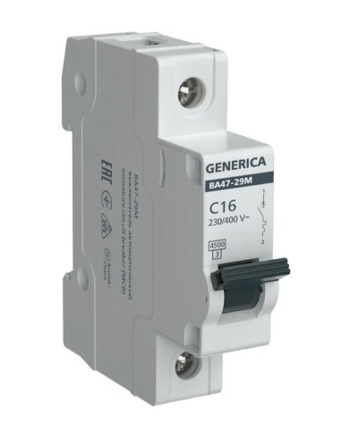 GENERICA ВА47-29М 1P C 16А 4,5кА (MVA21-1-016-C-G). Автоматический выключатель. IEK в Набережных Челнах