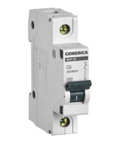 GENERICA ВА47-29 1P C 6А 4,5кА (MVA25-1-006-C). Автоматический выключатель. IEK в Набережных Челнах