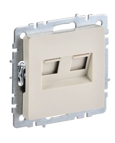 Розетка RJ45 РК10-2-БрКр кат.5E, бежевый BRITE (BR-K20-1-K10). Розетка компьютерная двойная. IEK в Набережных Челнах