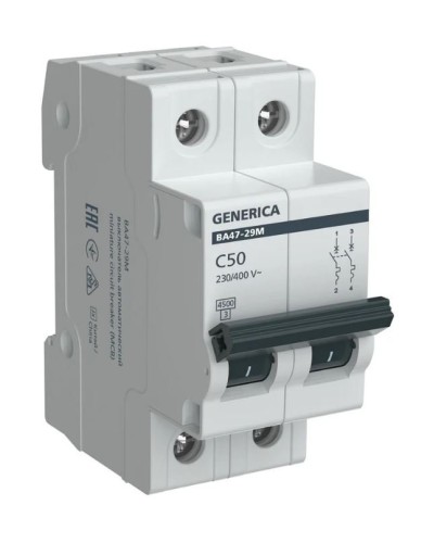 GENERICA ВА47-29М 2P C 50А 4,5кА (MVA21-2-050-C-G). Автоматический выключатель. IEK в Набережных Челнах