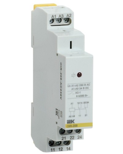 Реле промежуточное модульное OIR 2 контакта 8А 230В AC (OIR-208-AC230V). Реле промежуточное модульное. IEK в Набережных Челнах