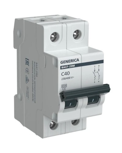 GENERICA ВА47-29М 2P C 40А 4,5кА (MVA21-2-040-C-G). Автоматический выключатель. IEK в Набережных Челнах