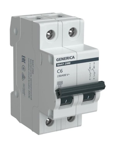 GENERICA ВА47-29М 2P C 6А 4,5кА (MVA21-2-006-C-G). Автоматический выключатель. IEK в Набережных Челнах