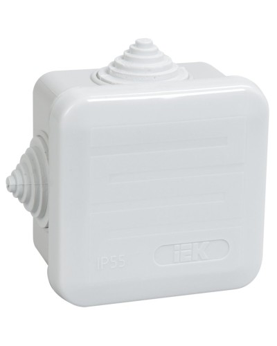 Коробка распаячная КМ41236 70х70х40 открытой проводки IP44 4 гермоввода серая (UKOZ11-070-070-040-K41-44). Коробка распаячная безгалогенная (HF) с защелкивающейся крышкой. IEK в Набережных Челнах