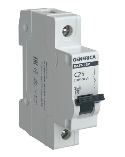 GENERICA ВА47-29М 1P C 25А 4,5кА (MVA21-1-025-C-G). Автоматический выключатель. IEK в Набережных Челнах