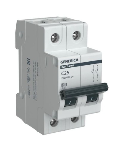 GENERICA ВА47-29М 2P C 25А 4,5кА (MVA21-2-025-C-G). Автоматический выключатель. IEK в Набережных Челнах