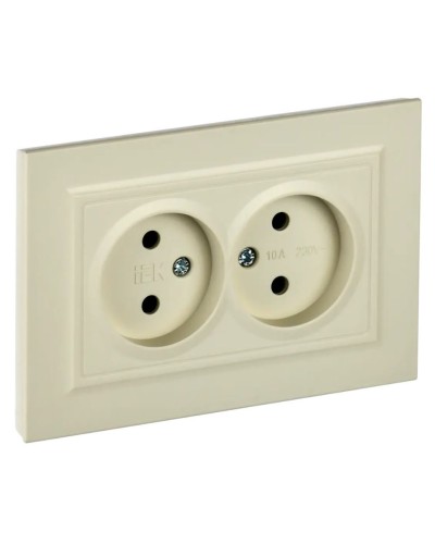 Розетка 2-местная без з/к РС12-2-БрКр бежевый BRITE (BR-R20-10-K10-F). Розетка без заземления без защитных шторок в сборе. IEK в Набережных Челнах