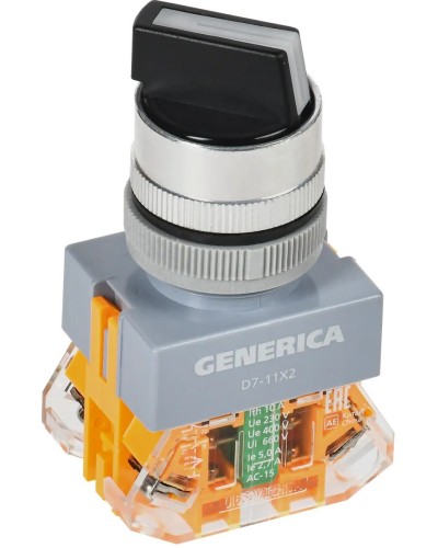 Переключатель D7-11X2 на 2 положения черный GENERICA (BSW50-11X2-3-21-2-K02-G). Переключатель. IEK в Набережных Челнах