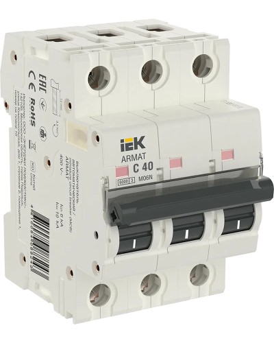M06N 3P C 40А 6кА ARMAT (AR-M06N-3-C040). Автоматический выключатель. IEK в Набережных Челнах