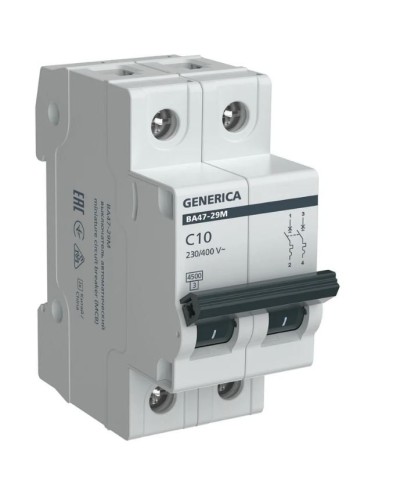 GENERICA ВА47-29М 2P C 10А 4,5кА (MVA21-2-010-C-G). Автоматический выключатель. IEK в Набережных Челнах