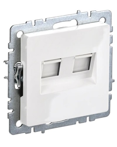 Розетка RJ45 РК10-2-БрБ кат.5E, белая BRITE (BR-K20-1-K01). Розетка компьютерная двойная. IEK в Набережных Челнах