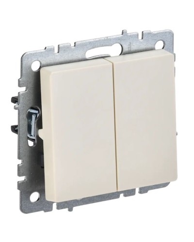 Выключатель 2-клавишный проходной ВС10-2-6-БрКр бежевый BRITE (BR-V22-0-10-K10). Выключатель. IEK в Набережных Челнах
