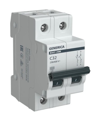 GENERICA ВА47-29М 2P C 32А 4,5кА (MVA21-2-032-C-G). Автоматический выключатель. IEK в Набережных Челнах