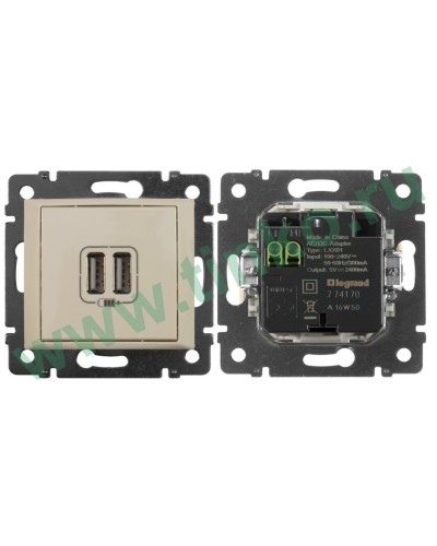 Розетка Valena двойная, USB, слоновая кость (774170). Розетка. LegranD в Набережных Челнах
