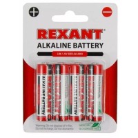 Алкалиновая батарейка AA/LR6 1,5 V 4 шт. блистер REXANT (30-1027). Элемент питания. Rexant