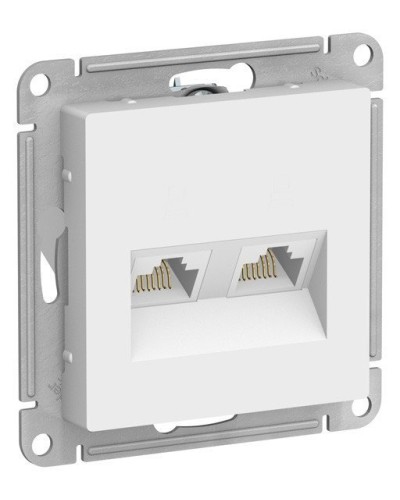 AtlasDesign розетка RJ45+RJ45, 2-местная, скрытой установки, механизм, белый (ATN000185). Розетка компьютерная. Systeme Electric в Набережных Челнах