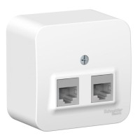 BLANCA розетка RJ45 2-местная, кат. 5Е, открытой установки, белый (BLNIA045451). Розетка компьютерная с изолированной пластиной. Systeme Electric