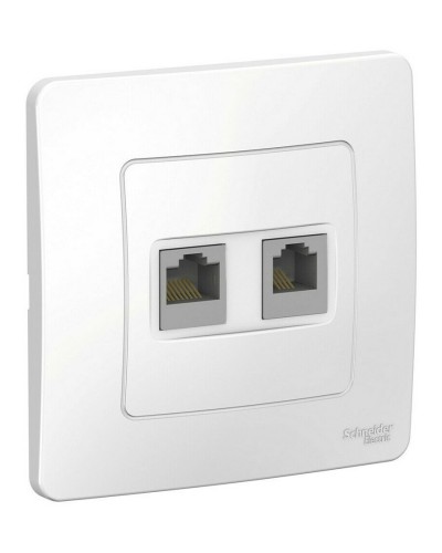 BLANCA розетка RJ45+RJ11 2-местная, кат. 5Е, скрытой установки, белый (BLNIS045111). Розетка компьютерная + телефонная. Systeme Electric в Набережных Челнах