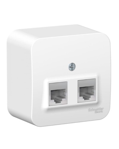 BLANCA розетка RJ11+RJ45, 2-местная, кат. 5Е, открытой установки, белый (BLNIA045111). Розетка компьютерная + телефонная с изолированной пластиной. Systeme Electric в Набережных Челнах
