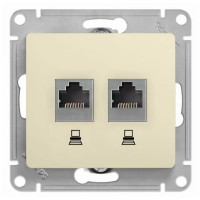 Glossa розетка RJ11+RJ45, 2-местная, кат. 5Е, скрытой установки, механизм, бежевый (GSL000285). Розетка компьютерная + телефонная. Systeme Electric