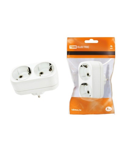 Блок на 2 гнезда 2П+З плоский 16А 250B TDM (SQ1806-0026). Розетка. TDM ЕLECTRIC в Набережных Челнах