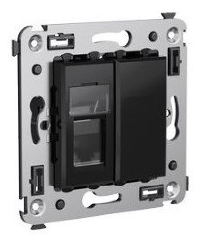 Розетка RJ-45 в стену Avanti одинарная черный квадрат (4402463). Розетка компьютерная. ДКС в Набережных Челнах