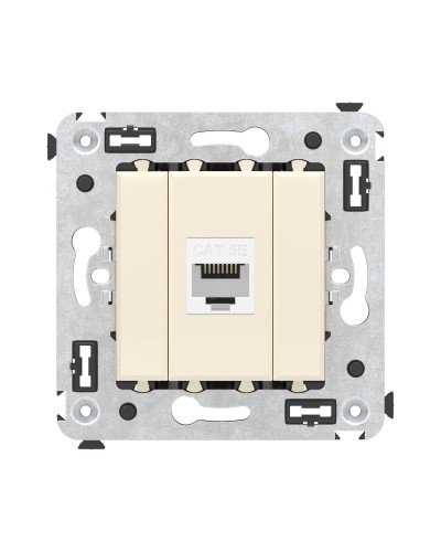 Розетка RJ-45 в стену, кат.5E, Avanti, одинарная, ванильная дымка (4405663). Розетка компьютерная. ДКС в Набережных Челнах