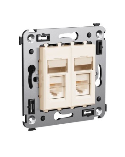 Розетка RJ-45 Avanti в стену двойная экранированная ванильная дымка (4405364). Розетка. ДКС в Набережных Челнах