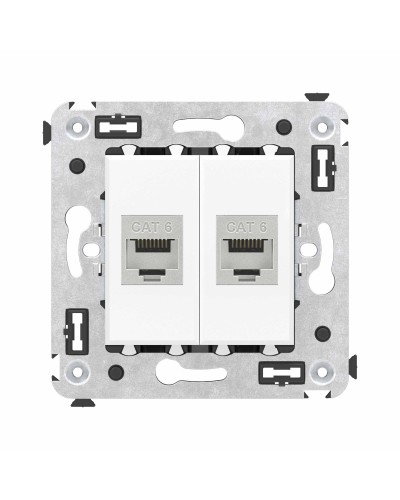 Розетка RJ-45 в стену, кат.6E, Avanti, двойная, белое облако (4400794). Розетка компьютерная модульная. ДКС в Набережных Челнах