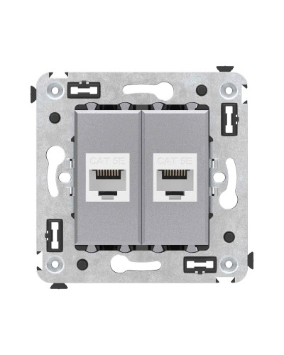 Розетка RJ-45 в стену, кат.5E, Avanti, двойная, закаленная сталь (4404664). Розетка компьютерная. ДКС в Набережных Челнах