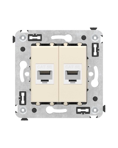 Розетка RJ-45 в стену, кат.5E, Avanti, двойная, ванильная дымка (4405664). Розетка компьютерная. ДКС в Набережных Челнах