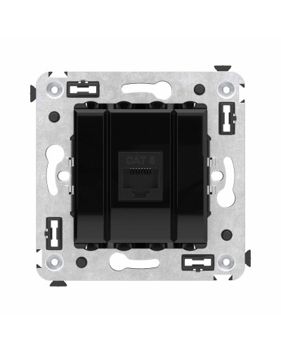 Розетка RJ-45 в стену, кат.6E, Avanti, одинарная, черный квадрат (4402693). Розетка компьютерная. ДКС в Набережных Челнах