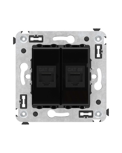 Розетка RJ-45 в стену, кат.5E, Avanti, двойная, черный квадрат (4402664). Розетка компьютерная. ДКС в Набережных Челнах
