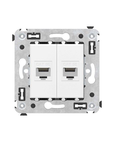 Розетка RJ-45 в стену, кат.5E, Avanti, двойная, белое облако (4400664). Розетка компьютерная. ДКС в Набережных Челнах