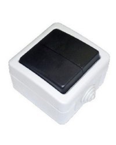 Переключатель двухклавишный 2-полюсный с 2 мест EF602SA, серый, LK Aqua (80006). Переключатель. Экопласт в Набережных Челнах