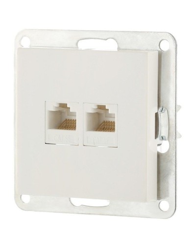 Розетка 2xRJ-45 кат.5е с накладкой, белый LK80 (846204-1). Розетка компьютерная двойная. Экопласт в Набережных Челнах