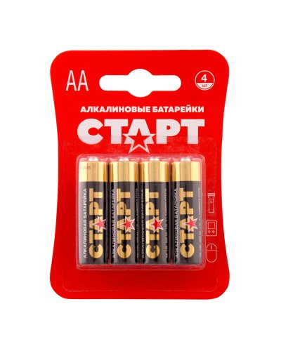 СТАРТ LR6-BL4 (1,5 В, AA, LR6), упак. 4 шт. БЛИСТЕР. Алкалиновые батарейки. СТАРТ в Набережных Челнах